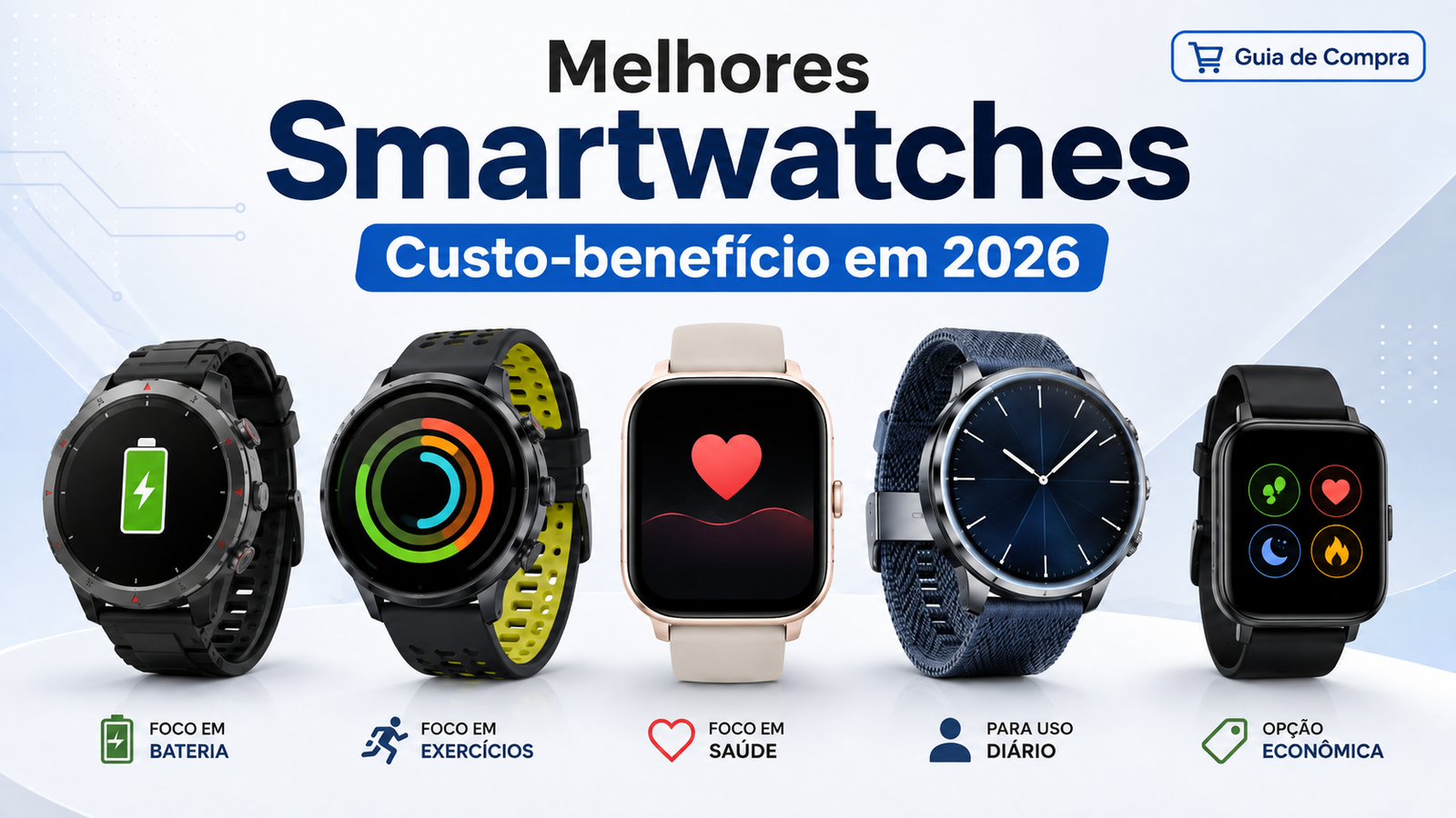 Melhores smartwatches custo-benefício em 2026: 5 opções que valem a pena
