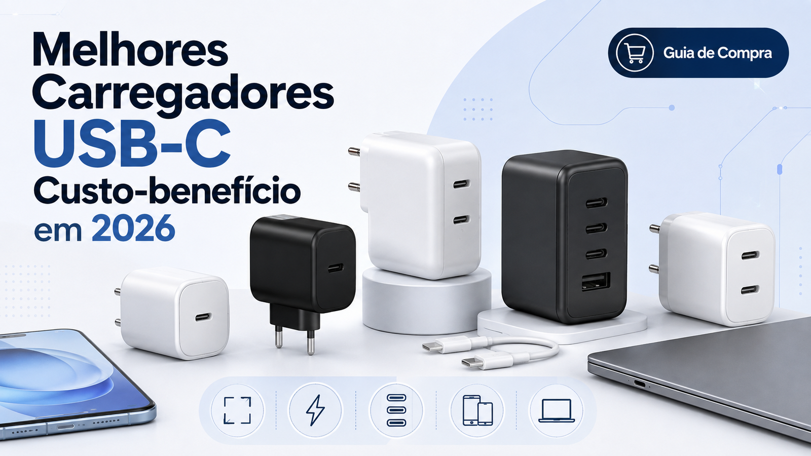 Melhores carregadores USB-C custo-benefício em 2026: 5 opções que valem a pena